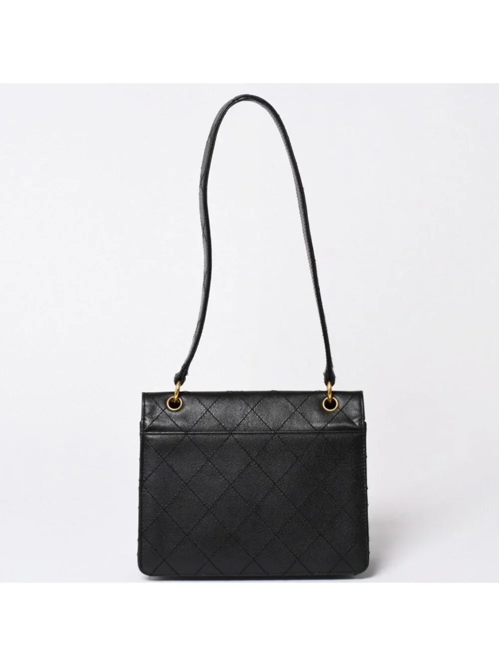 Chanel Quilted Bag CC Logo Caviar Leather Black Gold